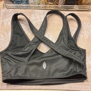 Free People grey metallic multi Cross-Back Sports Bra.